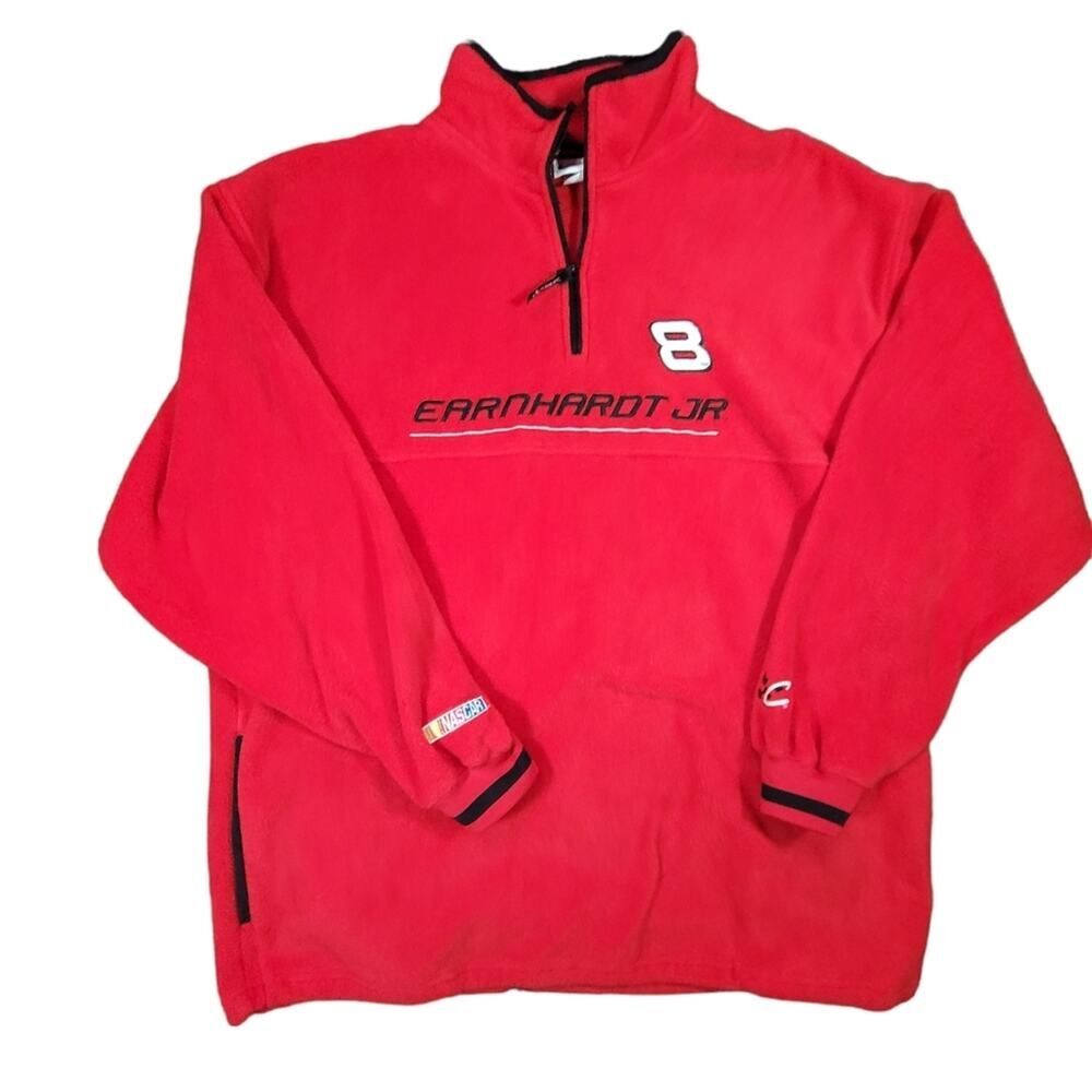 Vintage Chase Authentics Nascar Earnhardt Jr 1/4 Zip Fleece Sweater red sz XL